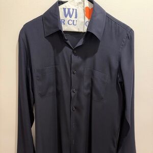 The Row Silk Navy Blue Blouse